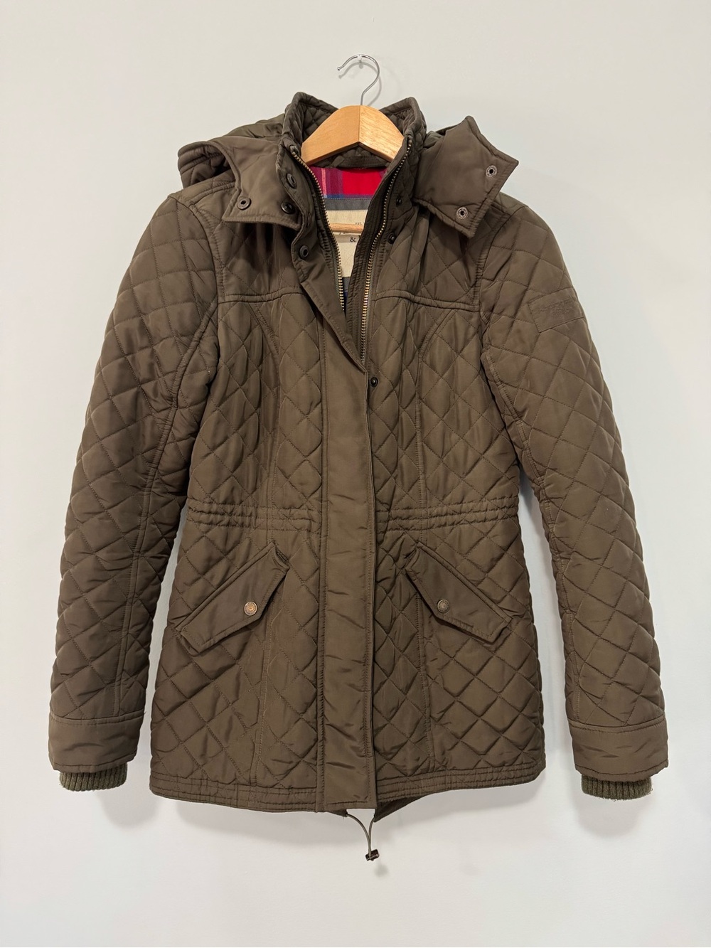 Abercrombie & Fitch Quilted Hooded Puffer Jacket - Olive